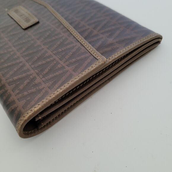 Valentino Vintage Bifold Logo Brown Wallet Large Vintage Envelope Italian Retro - Picture 10 of 12
